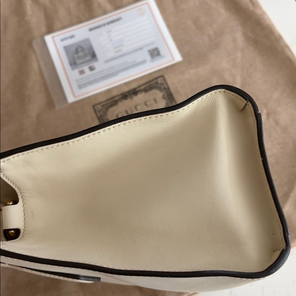 Gucci GG Bow Ivory Leather Small Tote Crossbody Bag Double G Ribbon Entrupy Auth - Picture 13 of 15